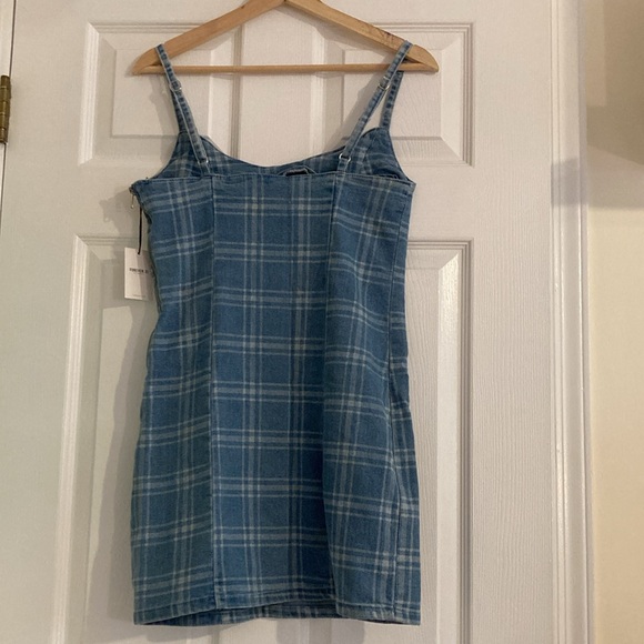 NWT Forever 21 Plaid Cami Mini Dress in Light Denim Size Small - Picture 7 of 9